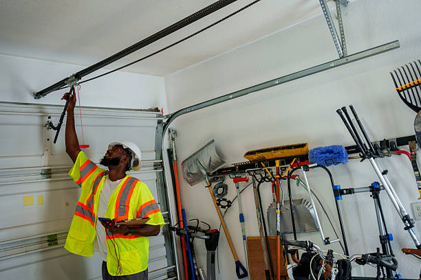 Professional Garage Door Roller Replacement technician working in Newport East, RI